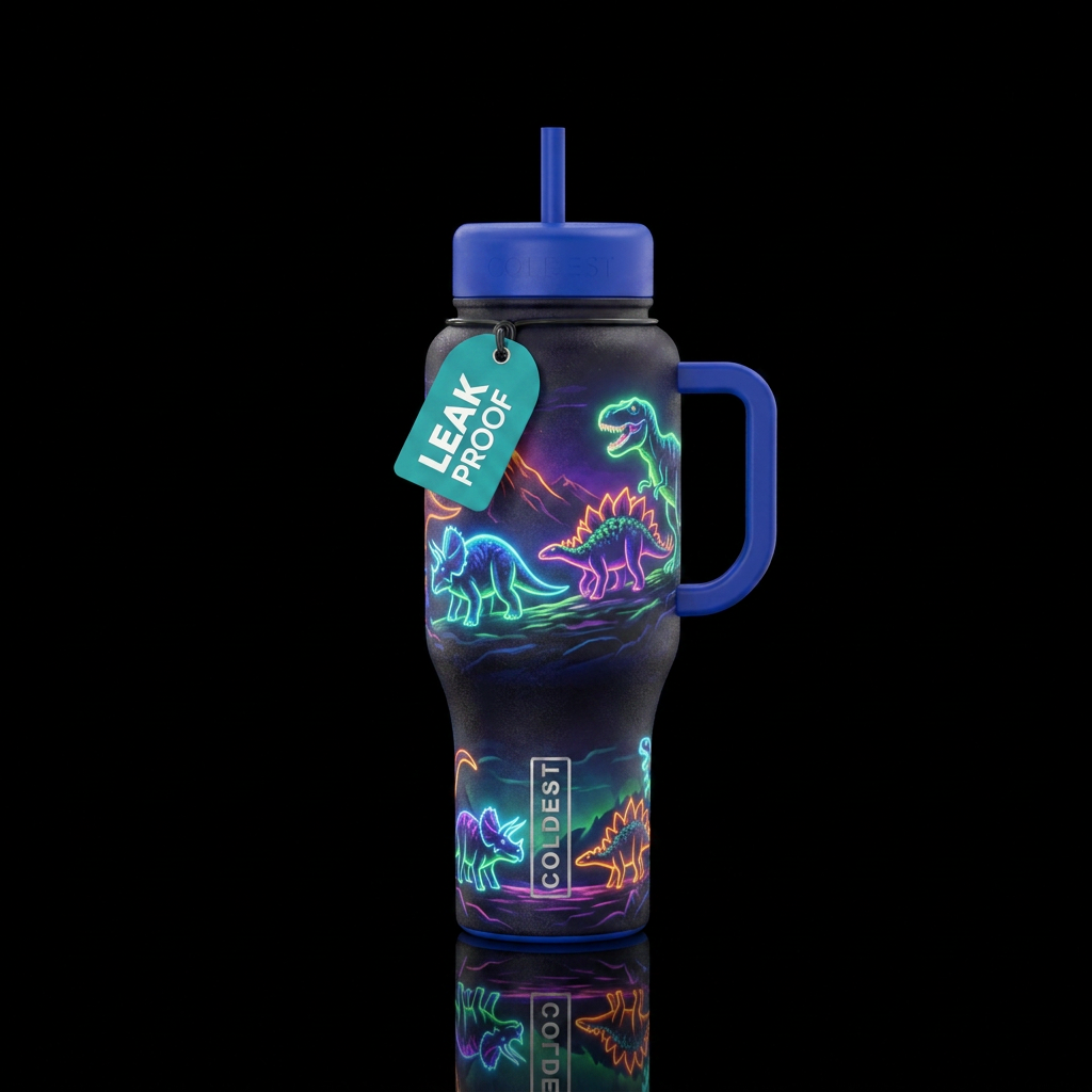 Dinosaur migration glowie water bottle design
