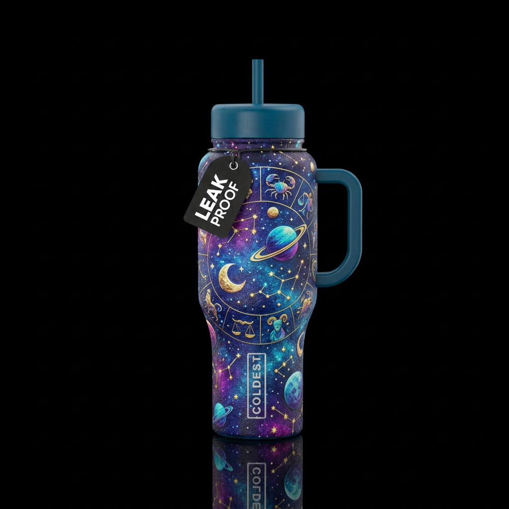 Textured signs in the stars water bottle design