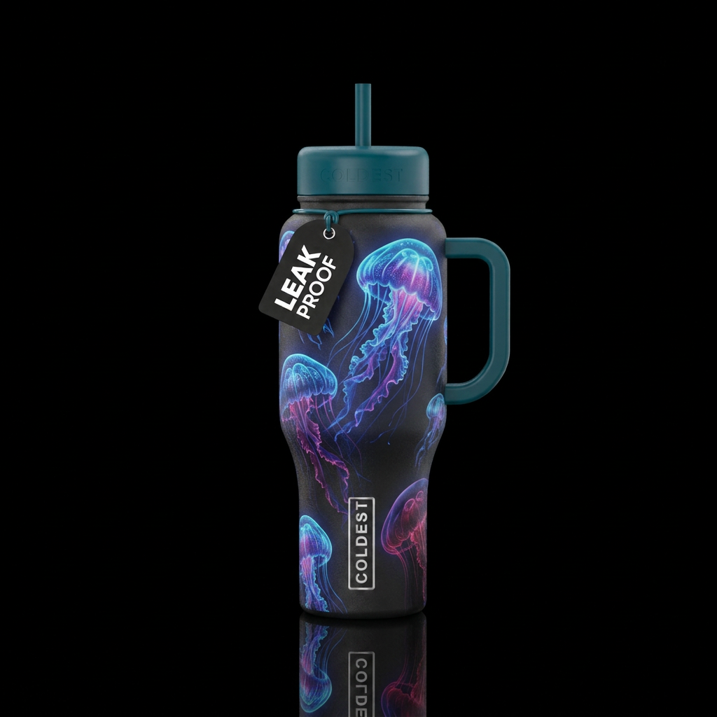 Textured  jellyfish  glowie water bottle design