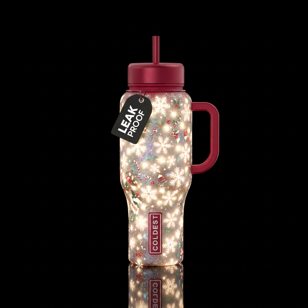 Textures christmas snow glowie water bottle design