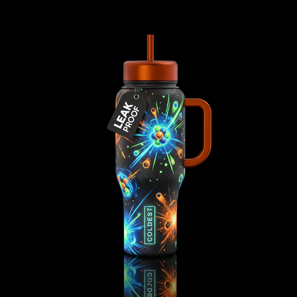 Textured atomic blast glowie water bottle design