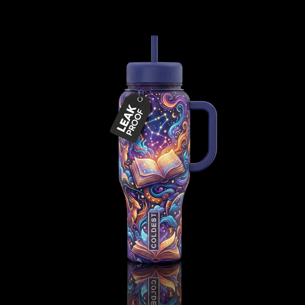 Textured stories and dreams glowie water bottle design