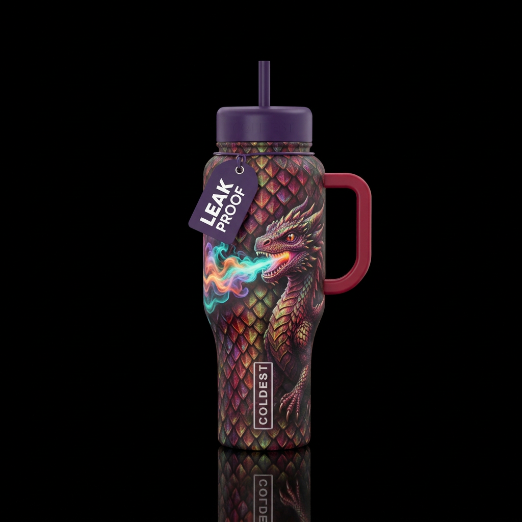 Scaley dragon water bottle design
