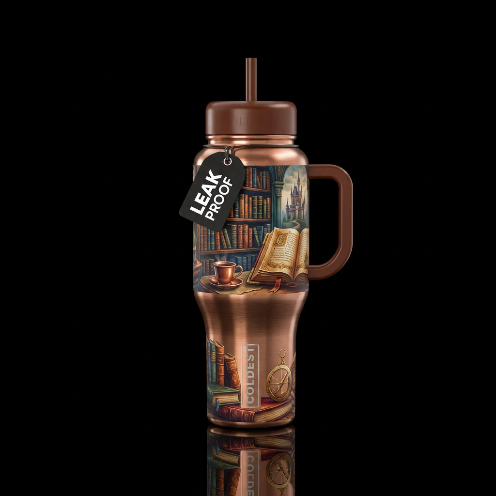 Copper cup fantasy library water bottle design