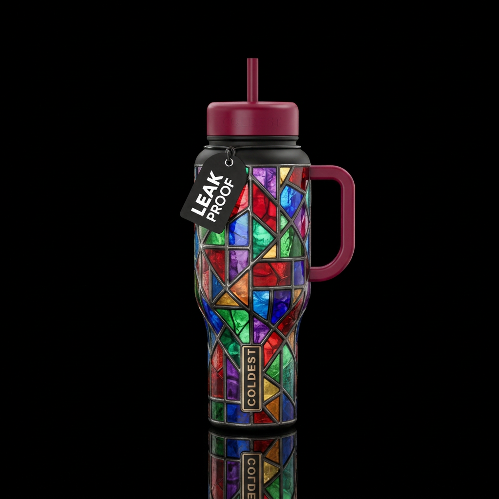 Stained glass water bottle design