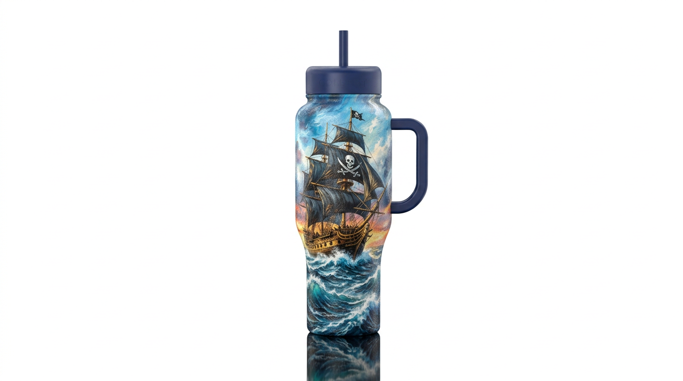 Raging sea water bottle design