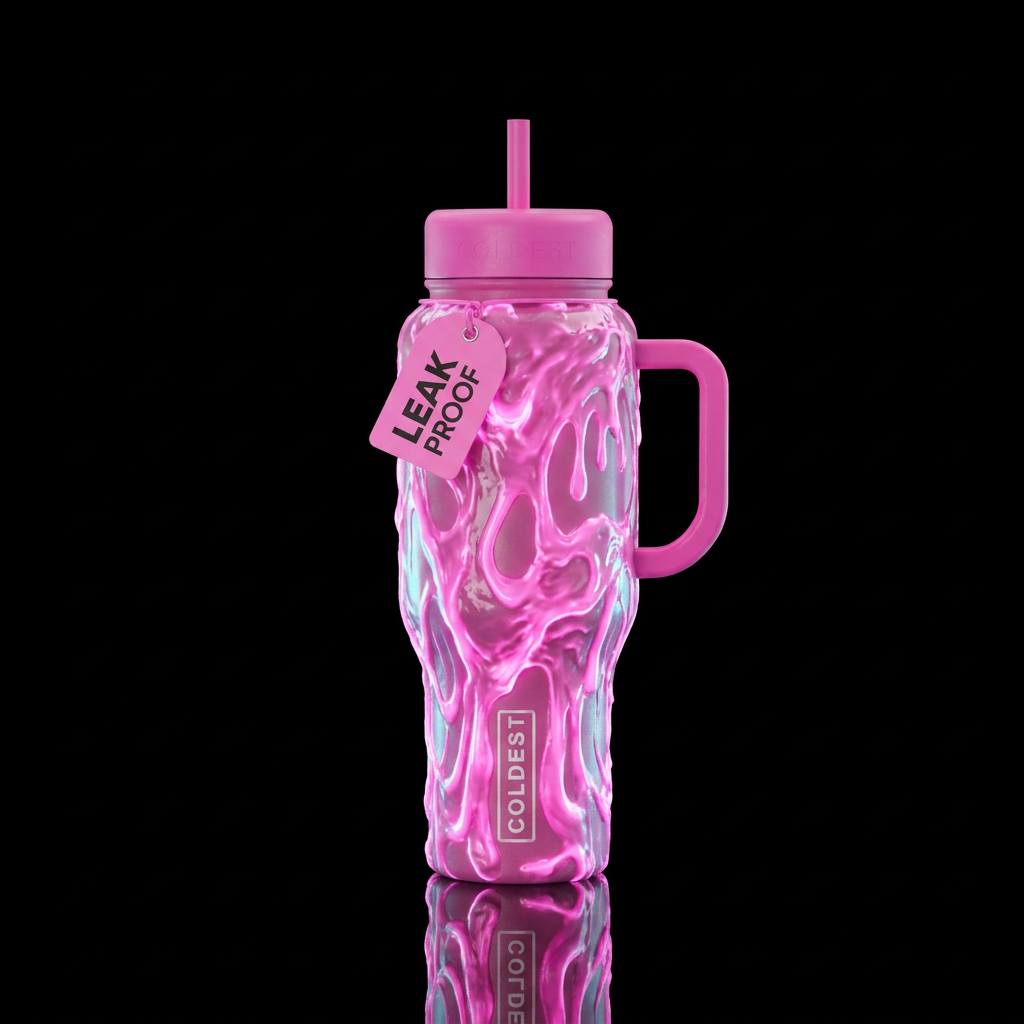 Pink slime water bottle design