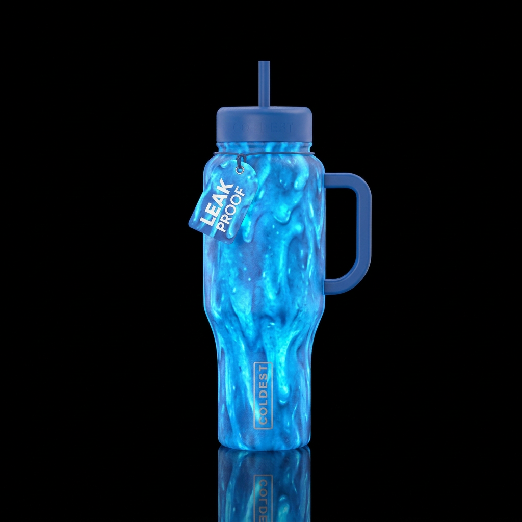 Blue slime water bottle design
