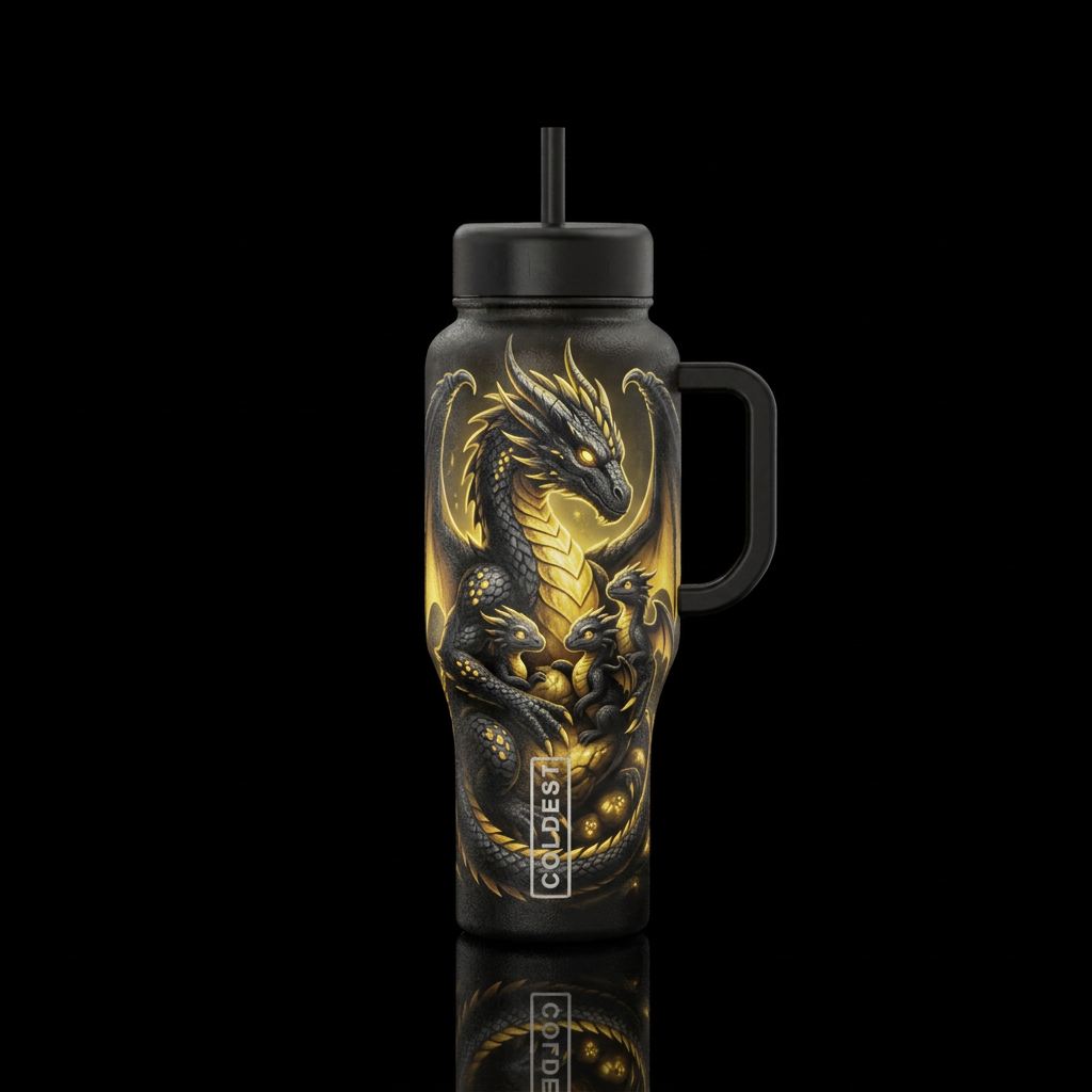 Protective mamma dragon water bottle design