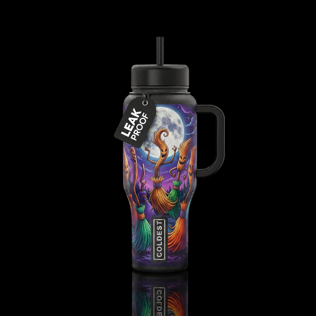 Dancing Broomsticks water bottle design