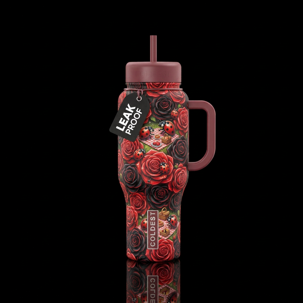 Ladybug Picnic water bottle design