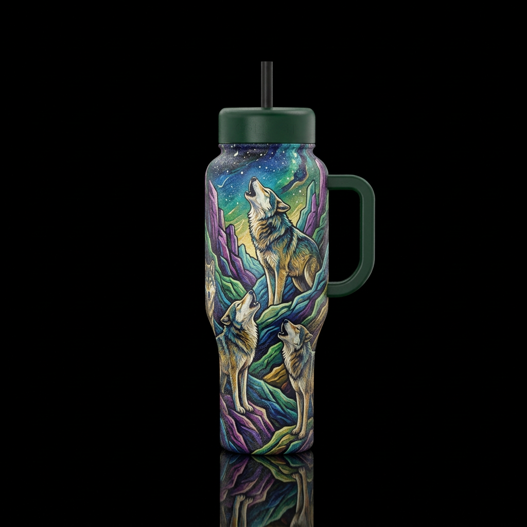 Yellowstone wolfpack water bottle design