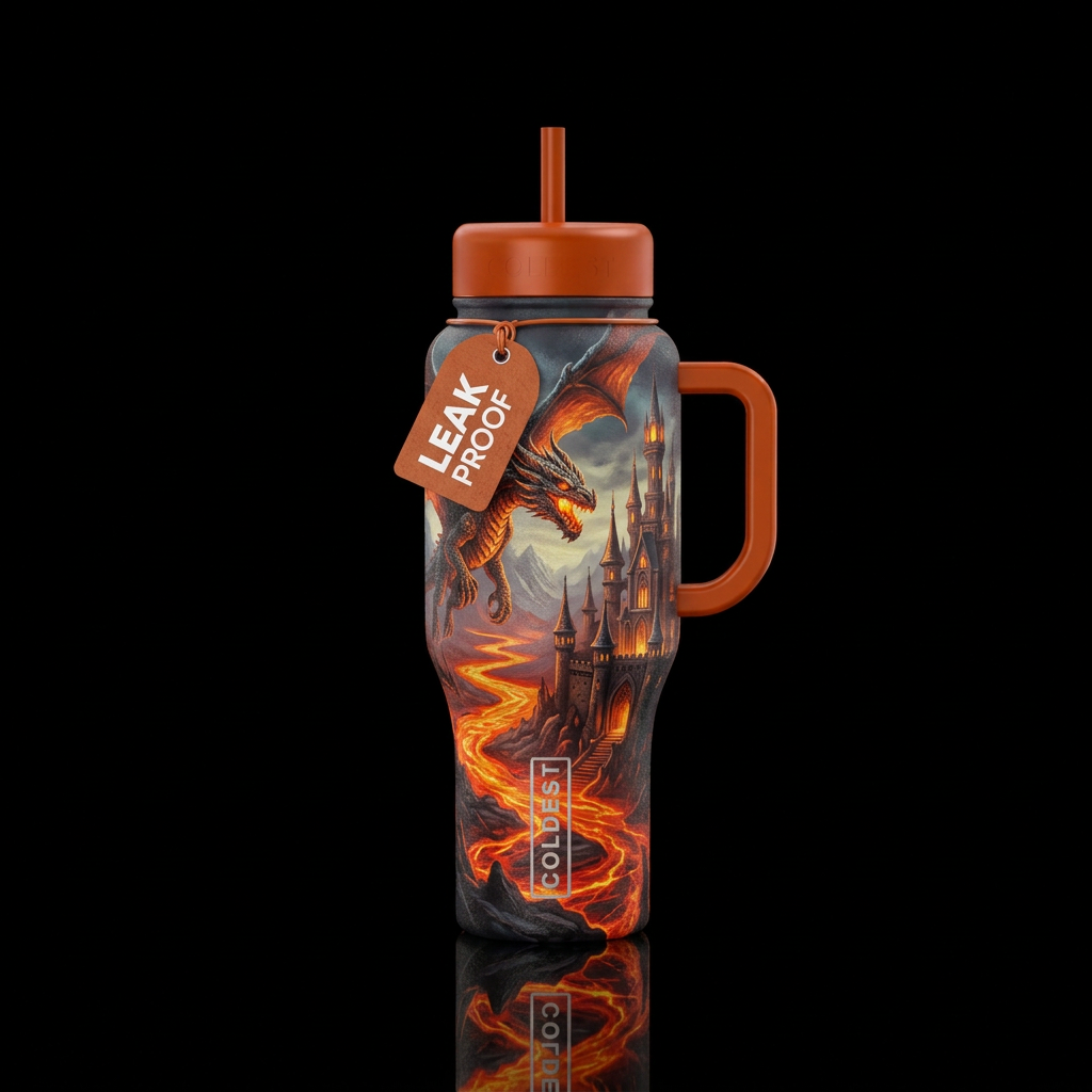 Fire kingdom water bottle design