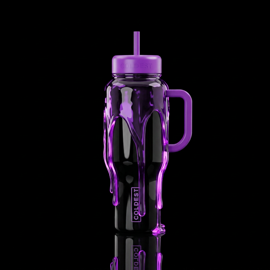 Melting purple ooze water bottle design