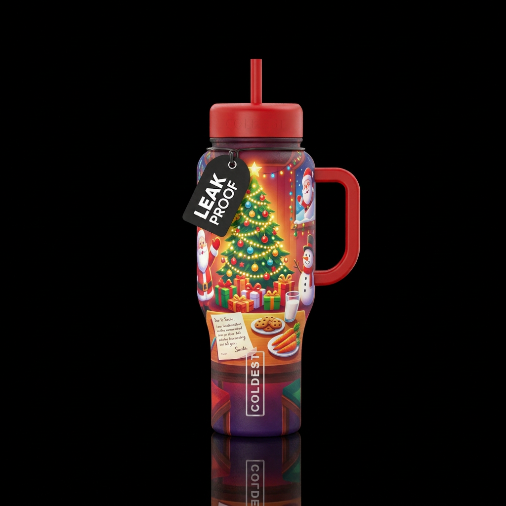 Christmas eve water bottle design
