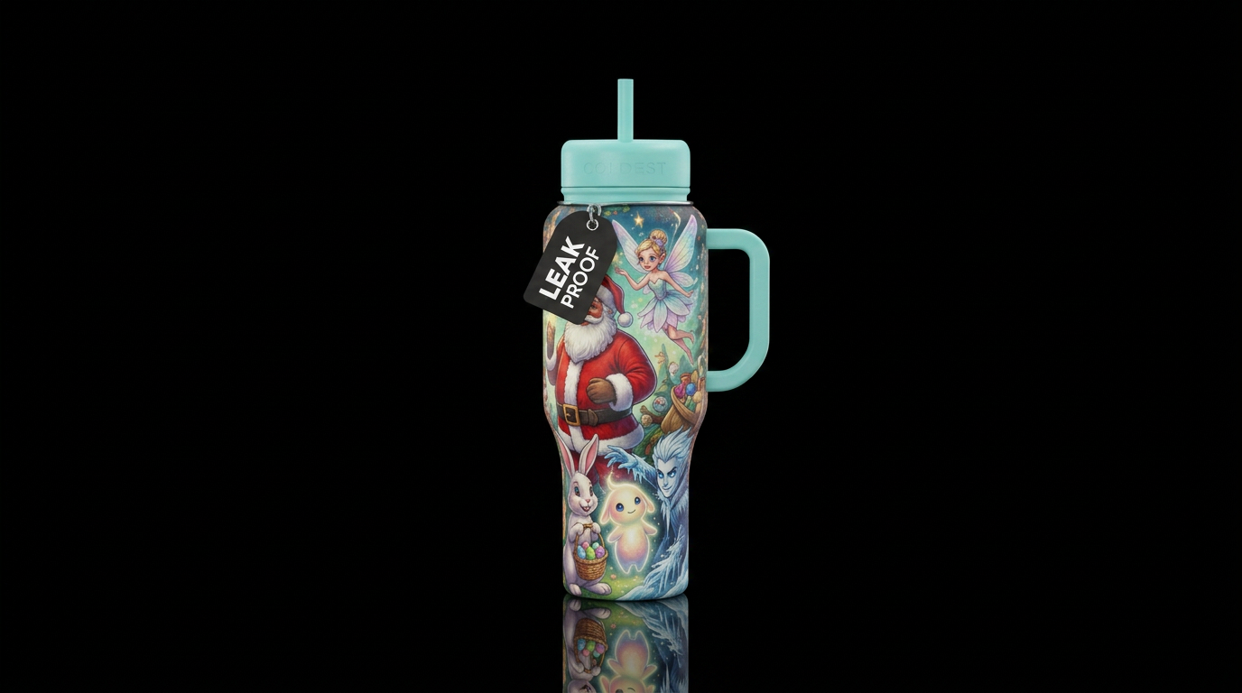 Santa, tooth fairy, Easter bunny, jack frost,  glo... water bottle design