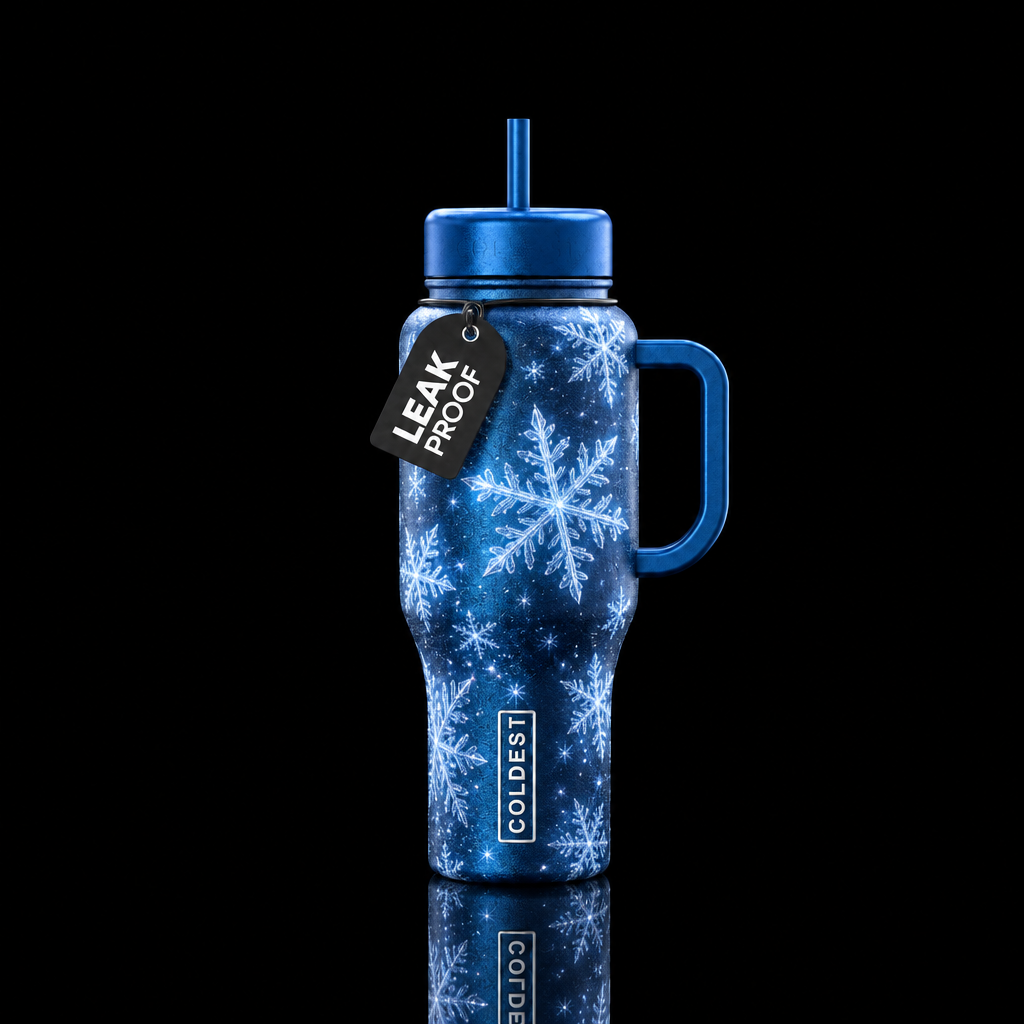 Crystallized snowflakes water bottle design