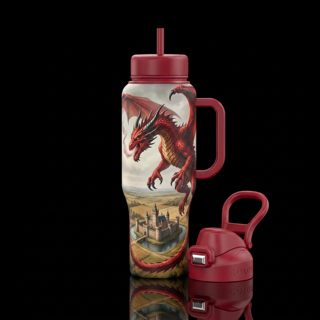 Red dragon water bottle design