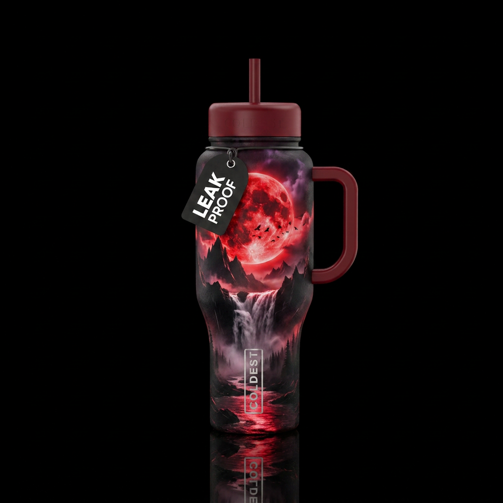 Blood moon water bottle design