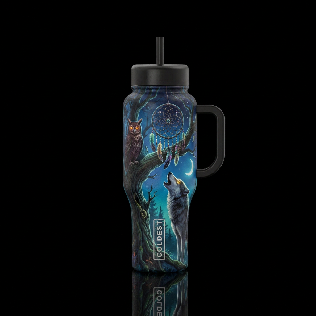 Catching dreams water bottle design