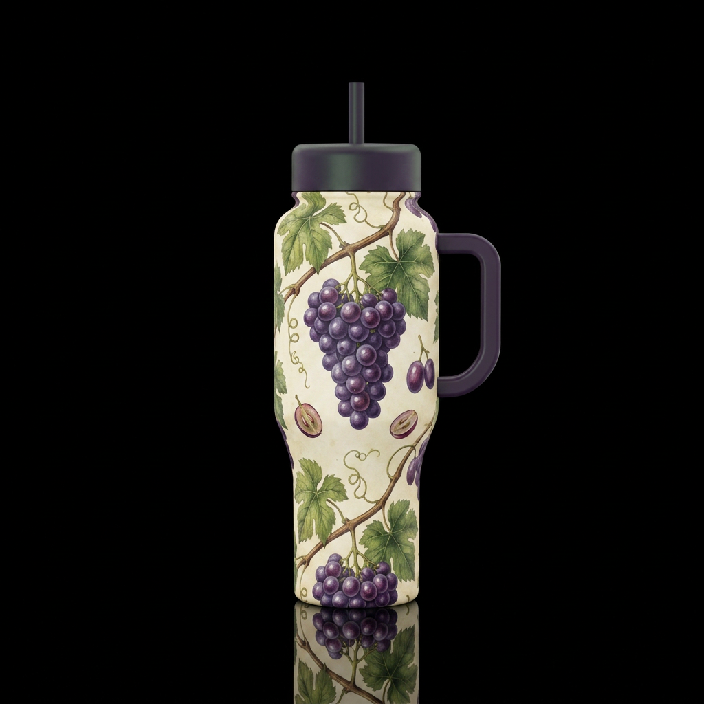 Vintage grapes water bottle design