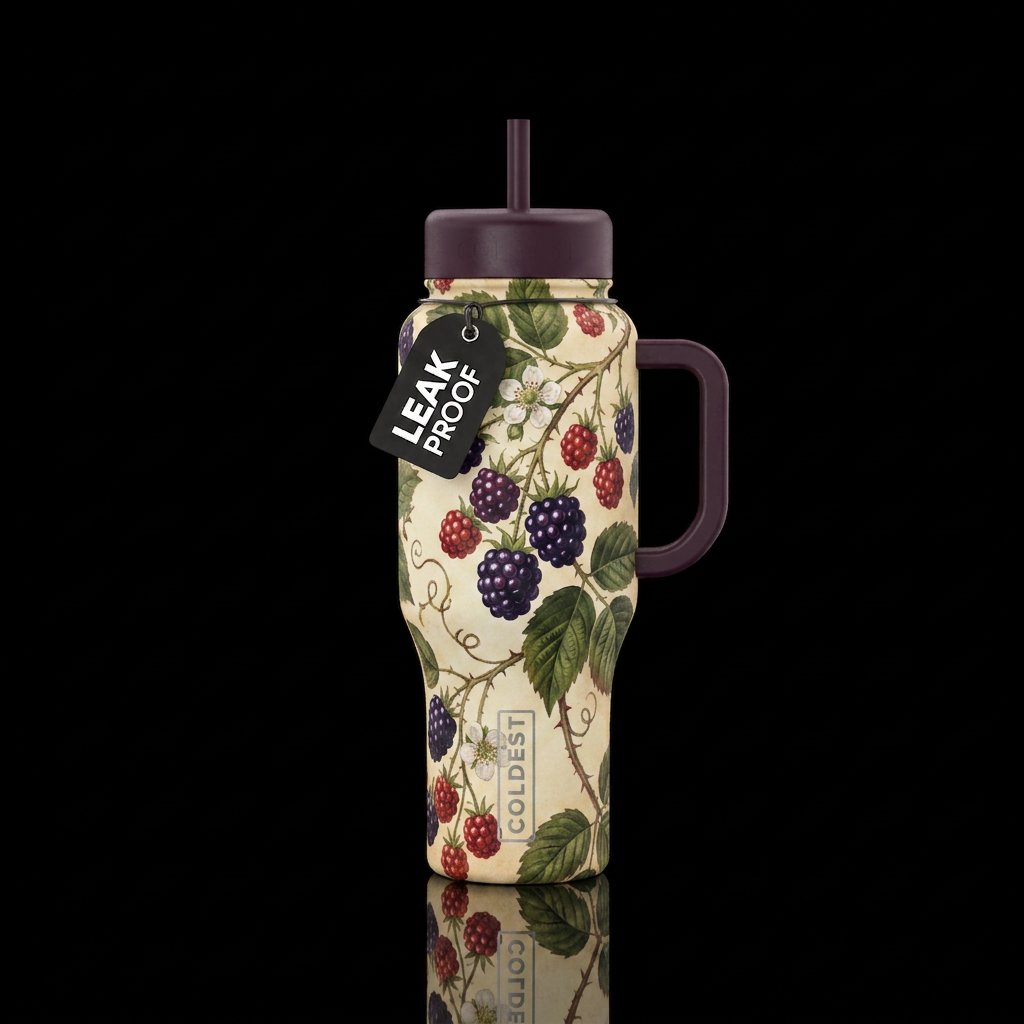Vintage blackberries water bottle design