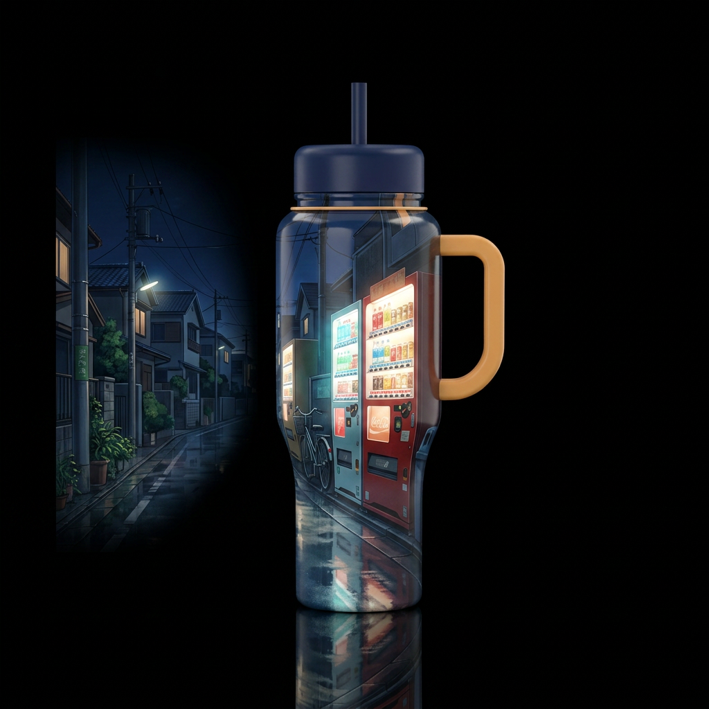 Japanese vending machine water bottle design