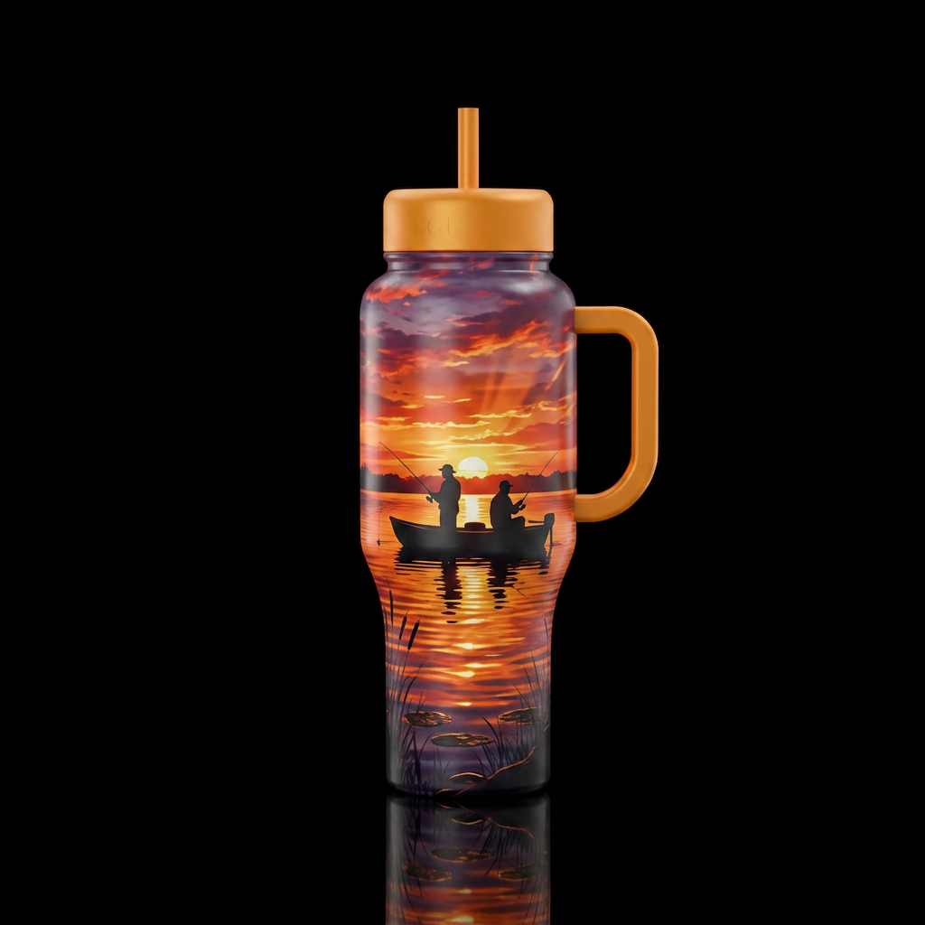 Gone fishing water bottle design