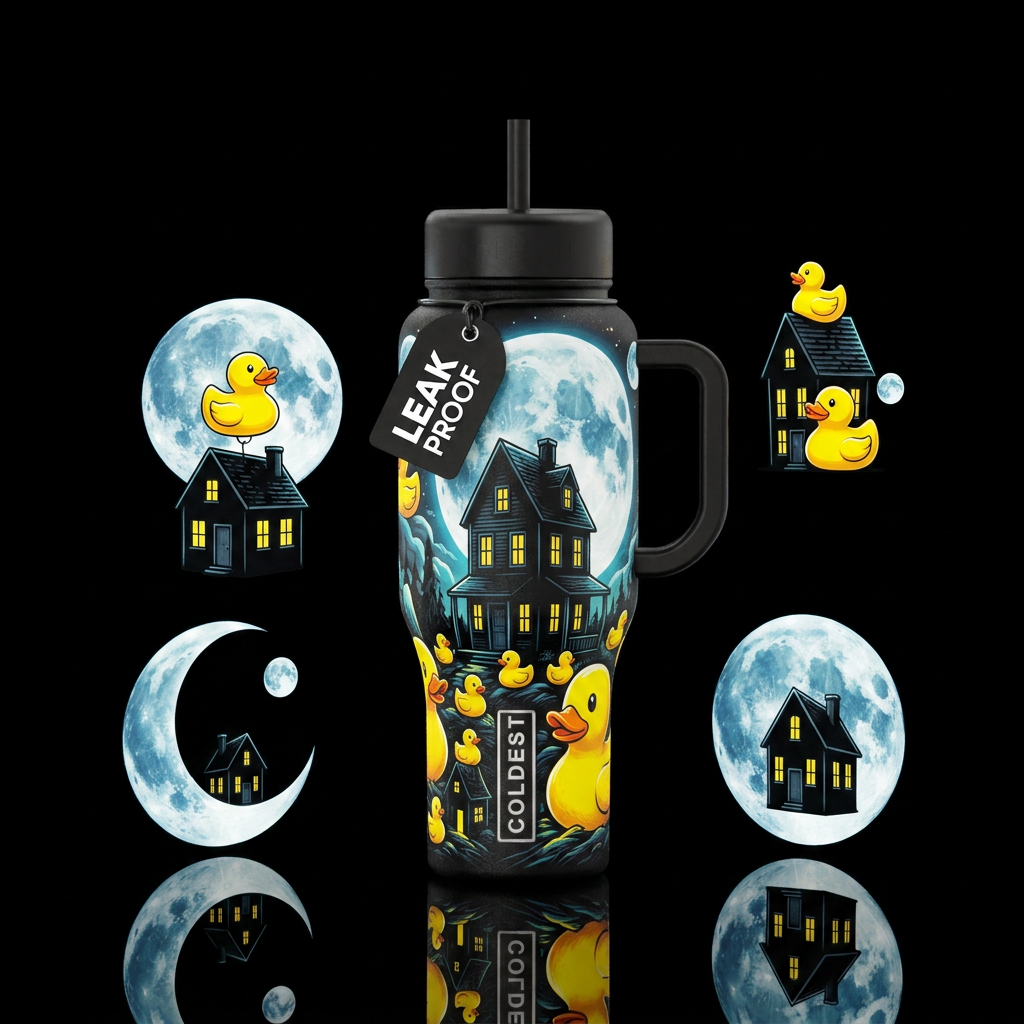 Moon duck water bottle design