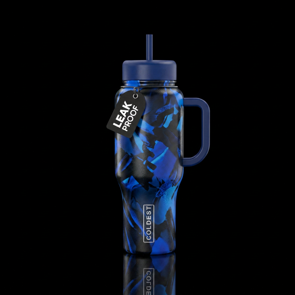 Black black black n blue water bottle design