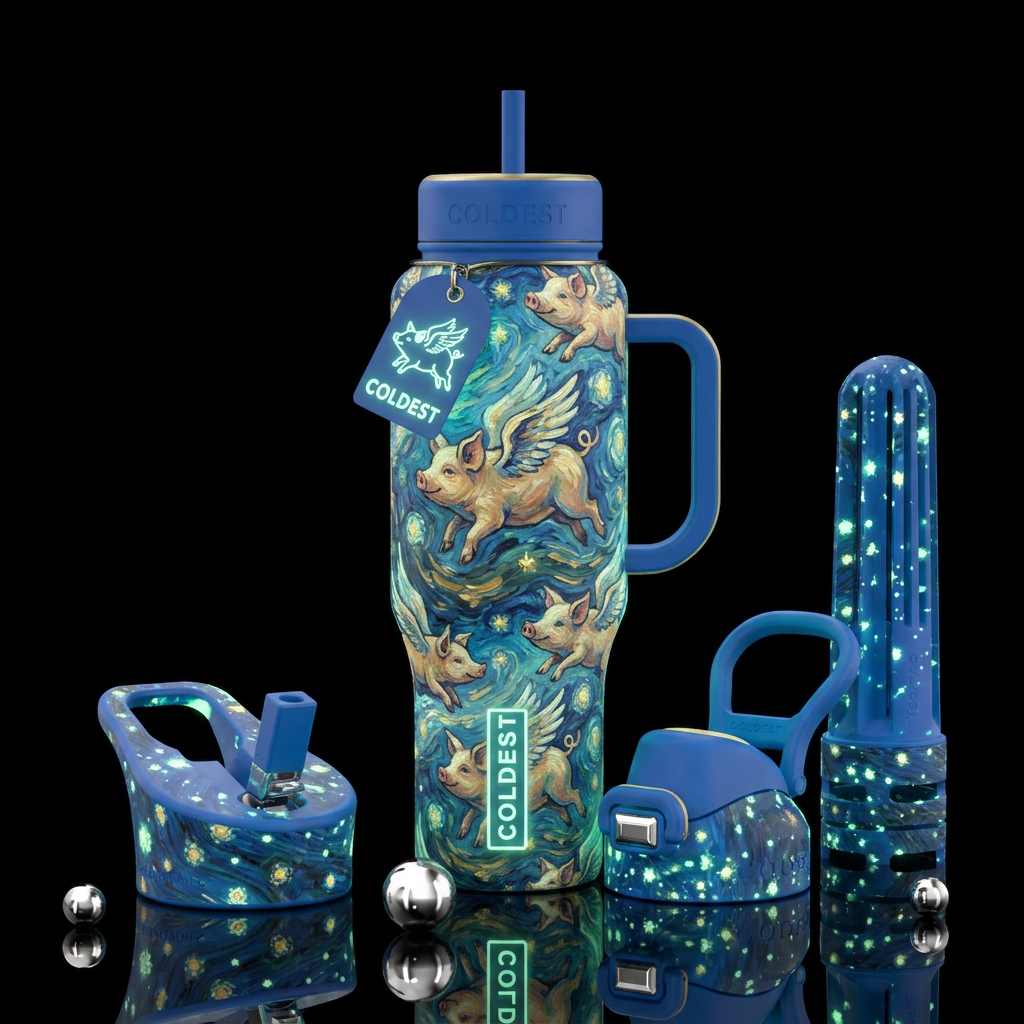 Midsomer’s night pig water bottle design
