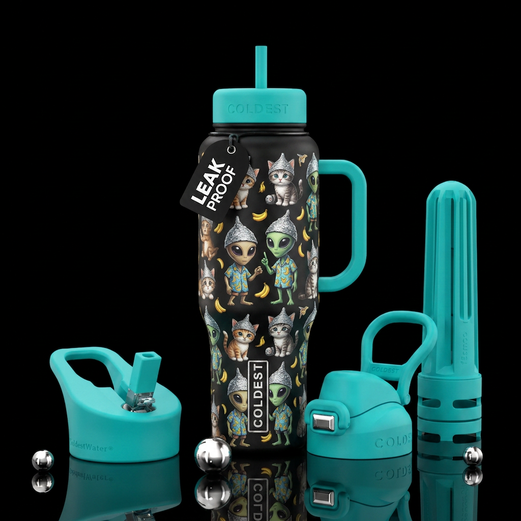Rock paper, banana cat water bottle design