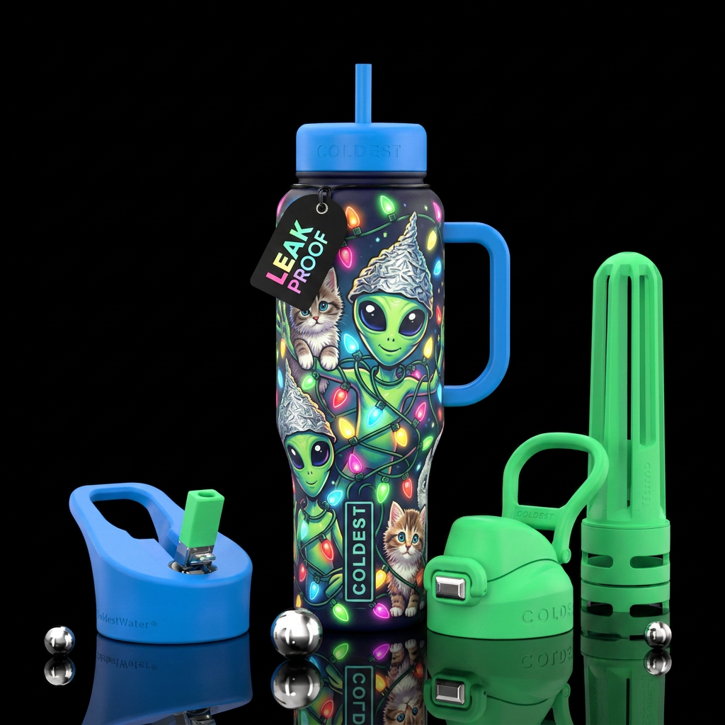 Meow the halls water bottle design