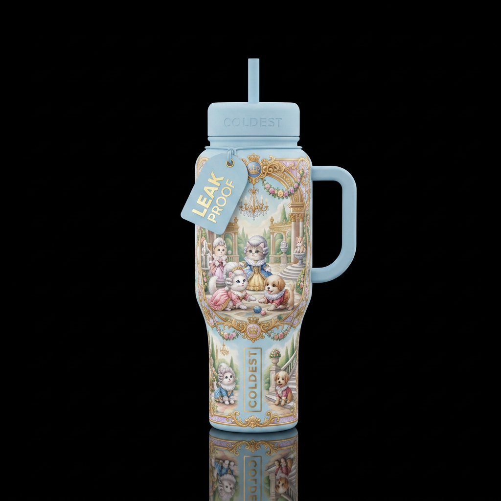 OUI MEOW water bottle design