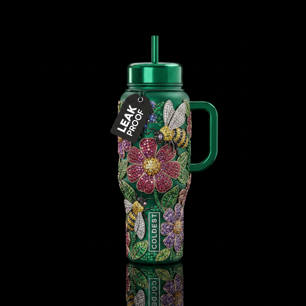 The sparkly bees knees water bottle design