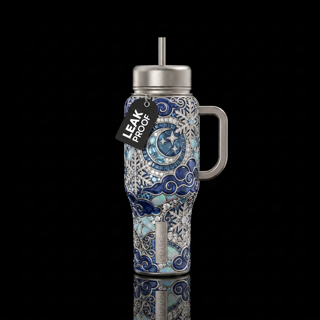 Moonlight winter water bottle design