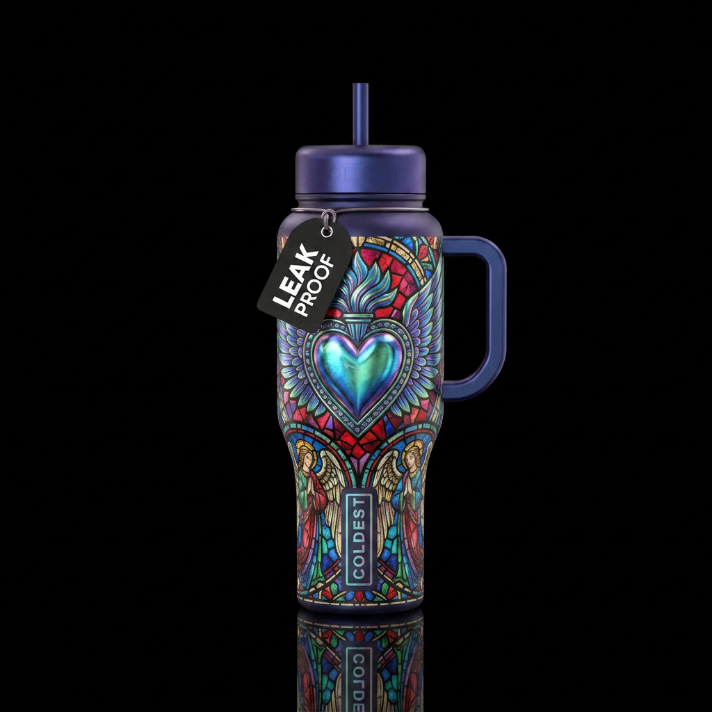 Hearts bleed water bottle design