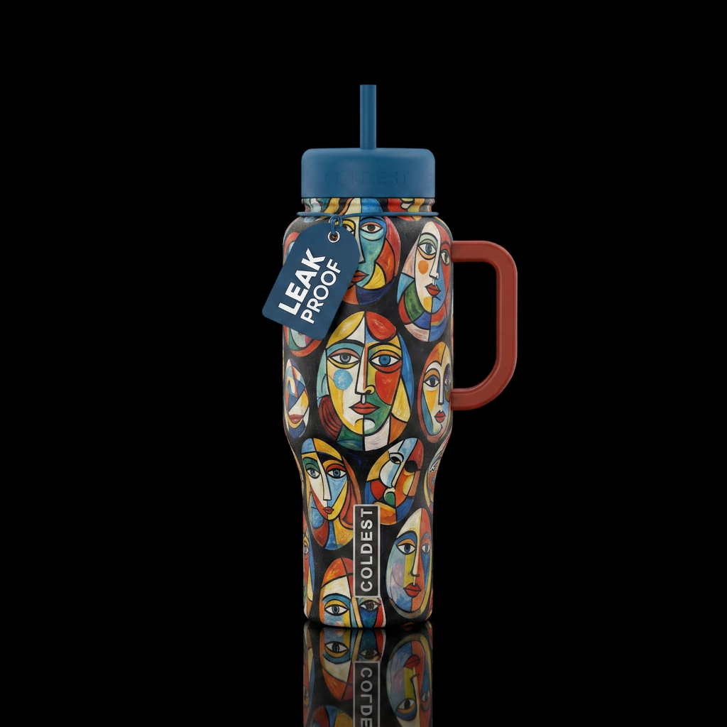 Picasso painted eggs water bottle design