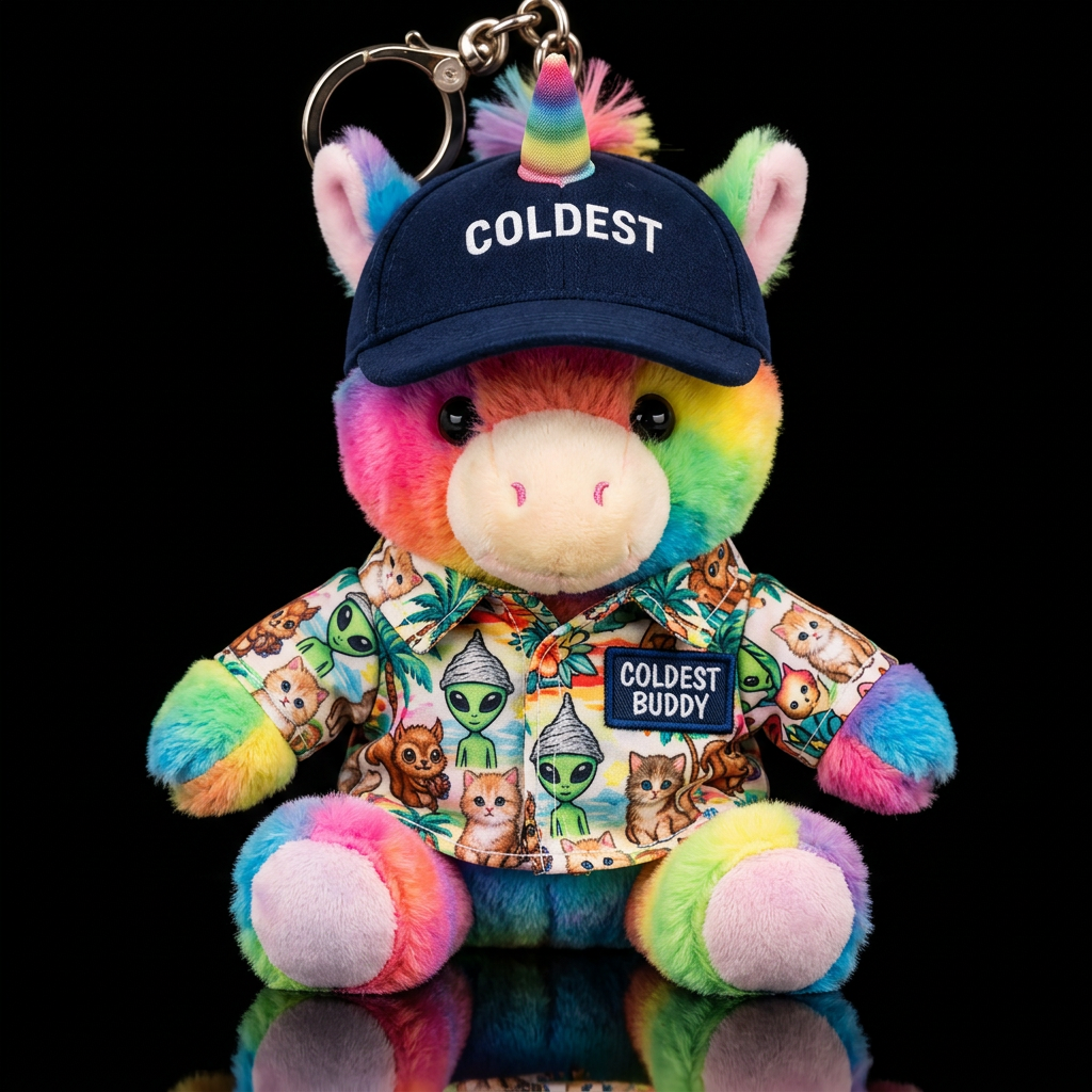 A joyful brightly multi colored unicorn with a col... water bottle design