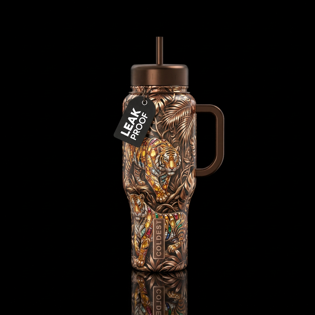 Jungle kitty water bottle design