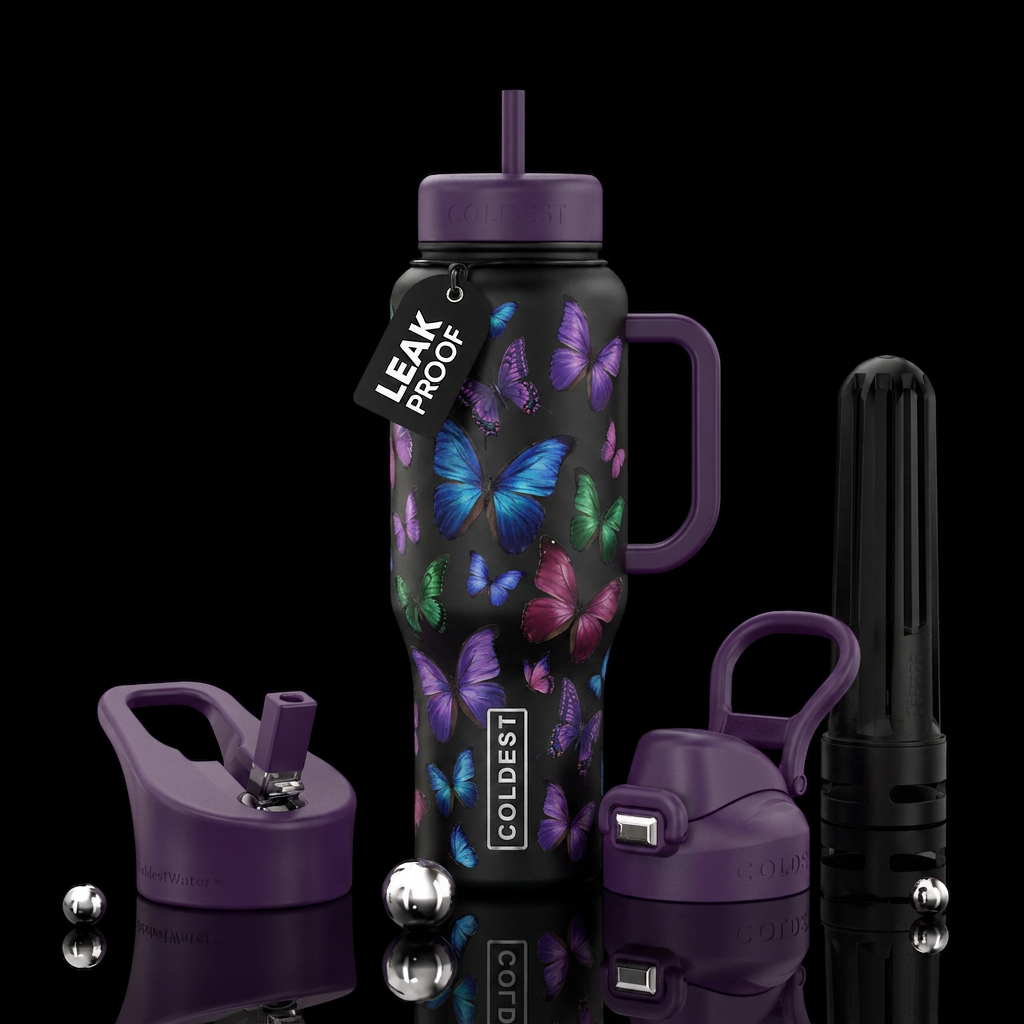 Butterflies water bottle design