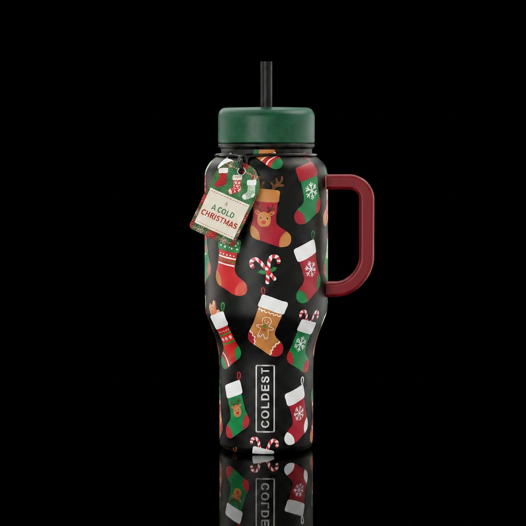 Christmas stockings water bottle design