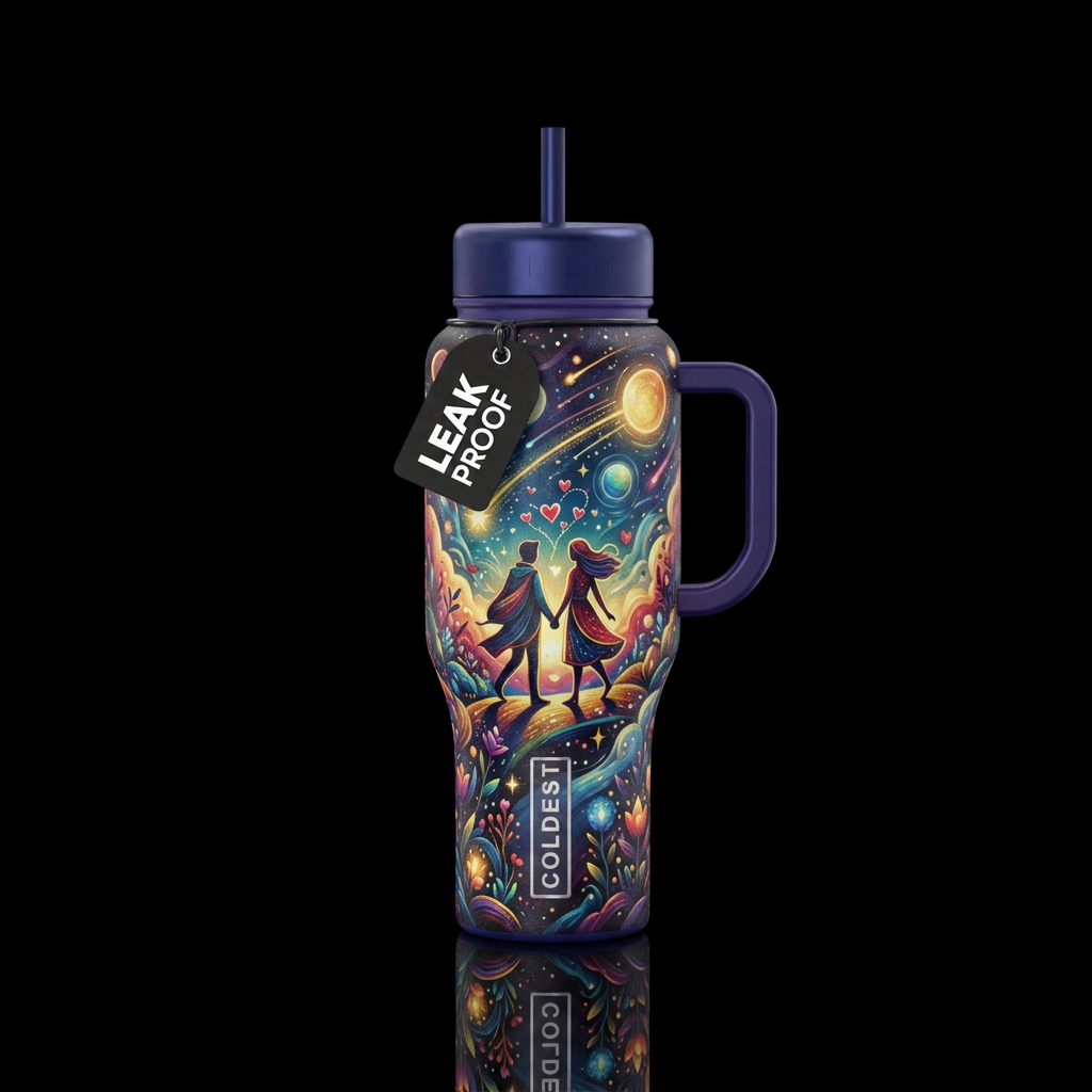 Magical love story water bottle design