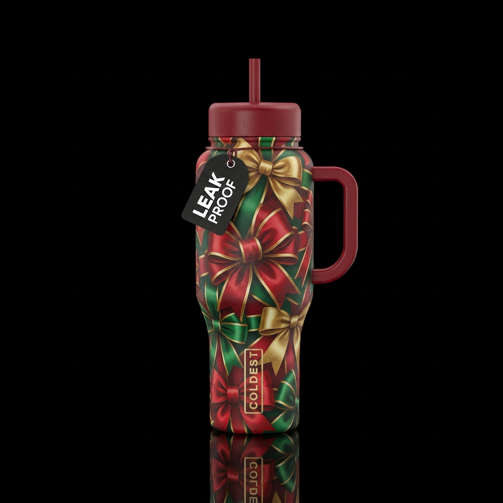 Christmas bows water bottle design