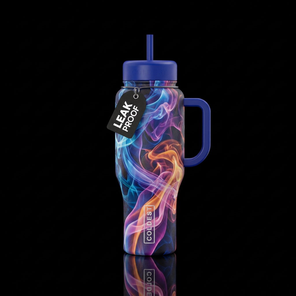 Smoke show swirls water bottle design