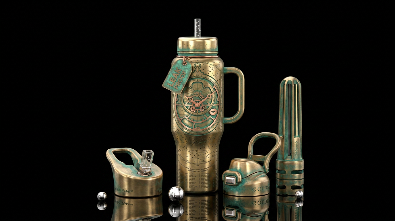 This is a heavy, brushed brass bottle designed to ... water bottle design