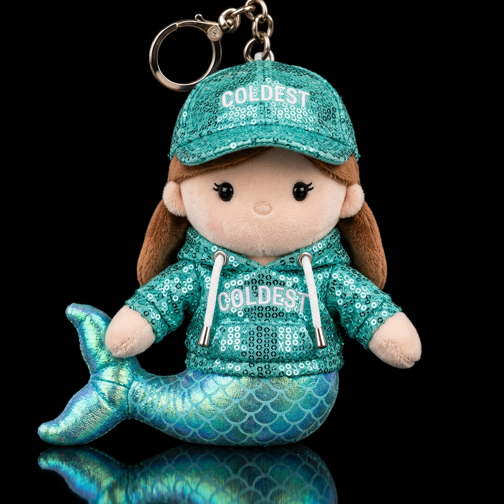 mythical Mermaid with a sea green sequence hoodie ... water bottle design