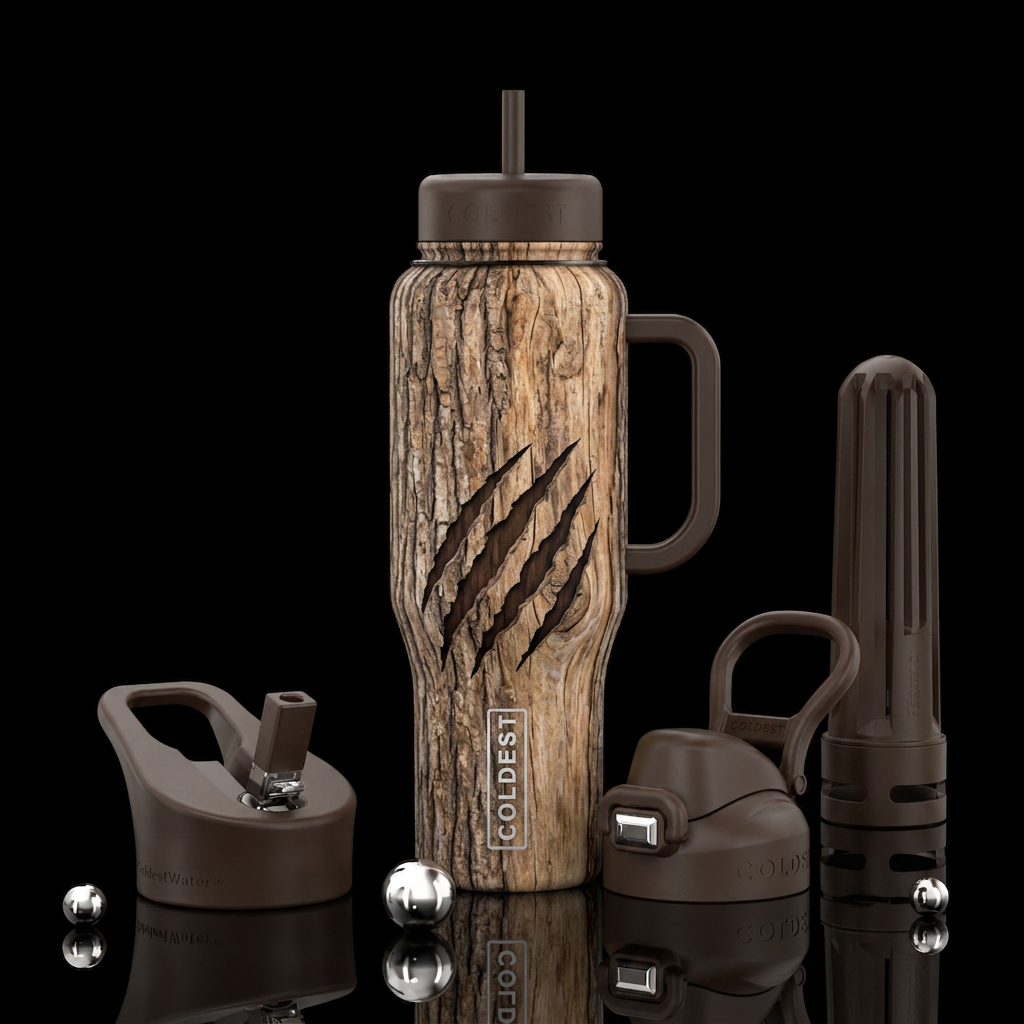 Bottle that look’s like tree trunk with bear claw ... water bottle design