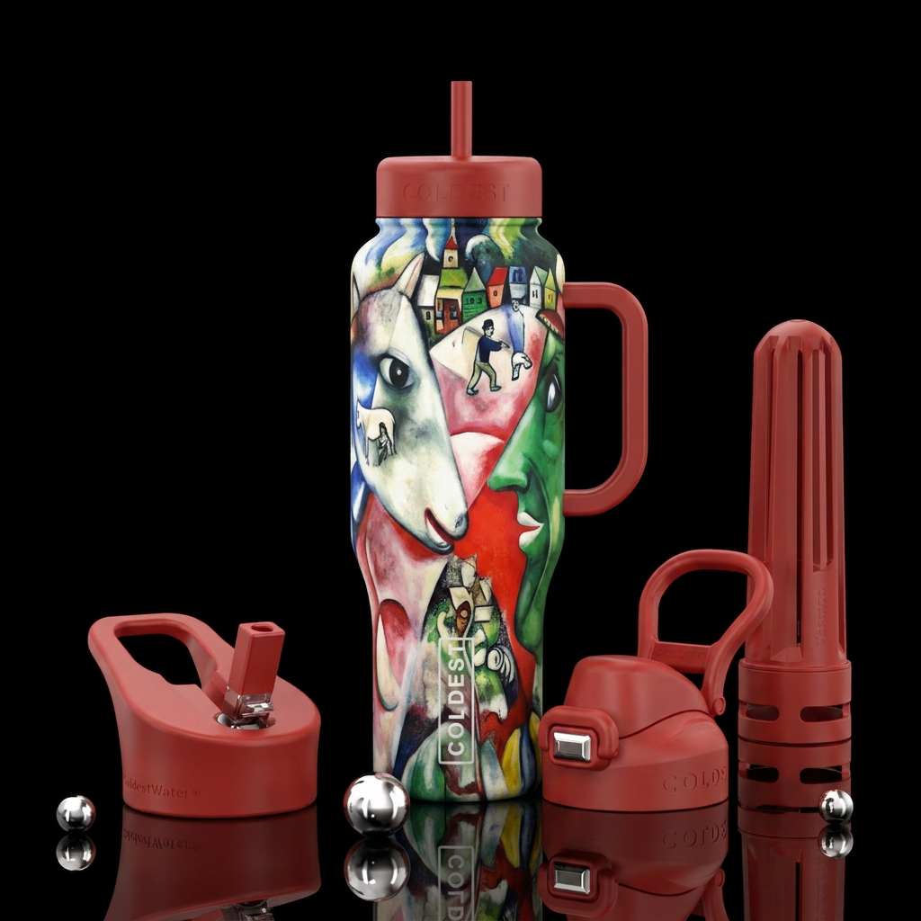 I and the Village by Marc Chagall with same color ... water bottle design