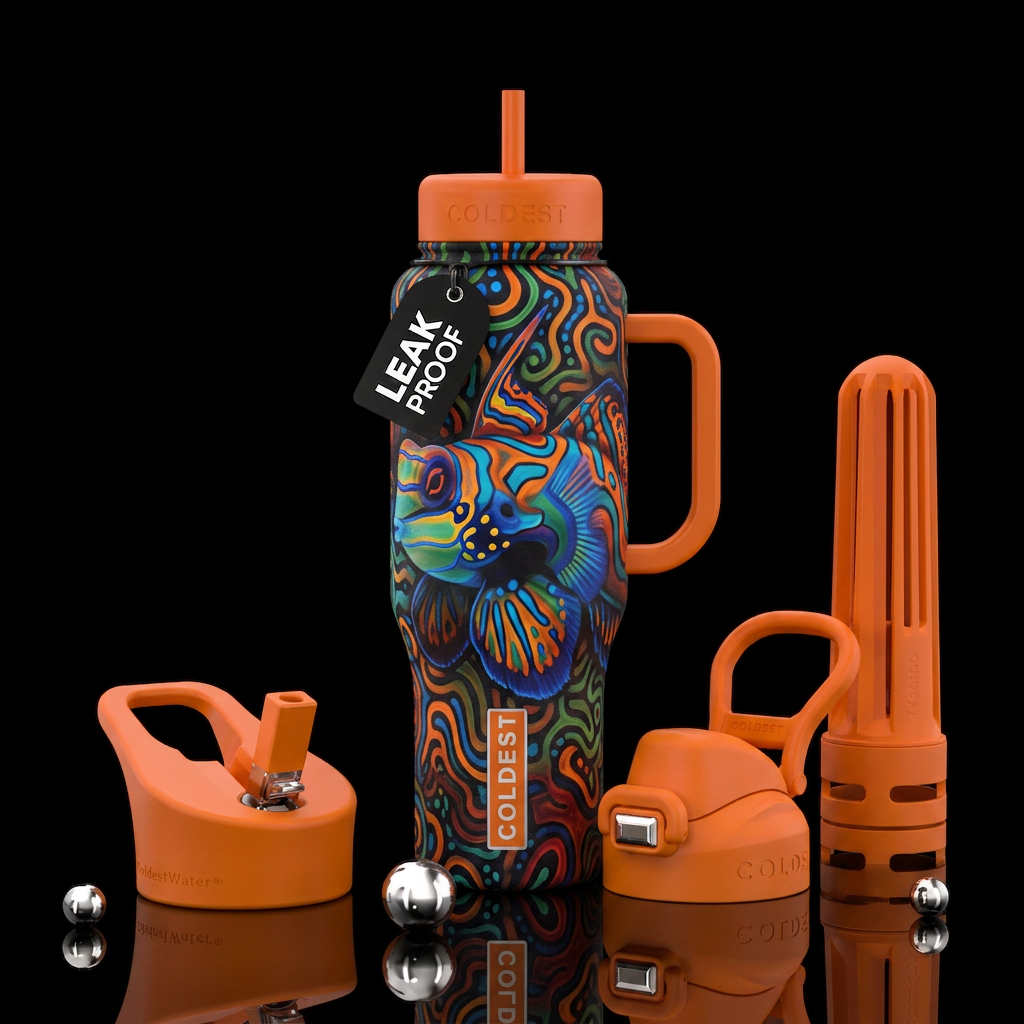 Mandarin Dragonet fish colors and pattern all over... water bottle design